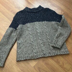 GUESS Jeans Men’s Crewneck Sweater – Size M, Grey & Blue, Wool/Silk Blend